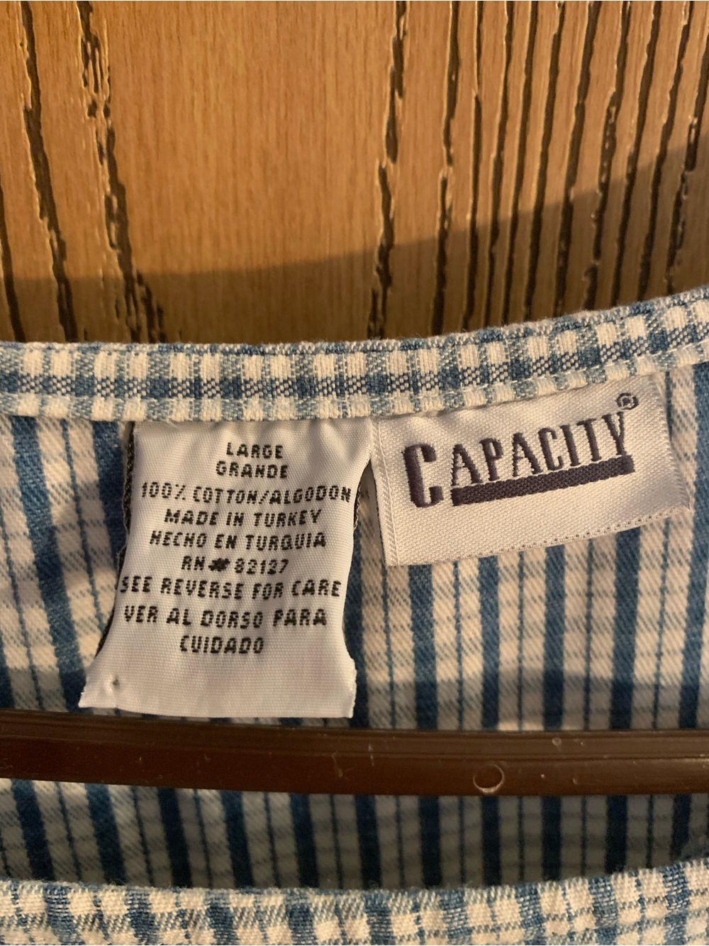 Vintage Capacity Dress, Blue and White Gingham with Side Pockets and Tied Back - Picture 3 of 7